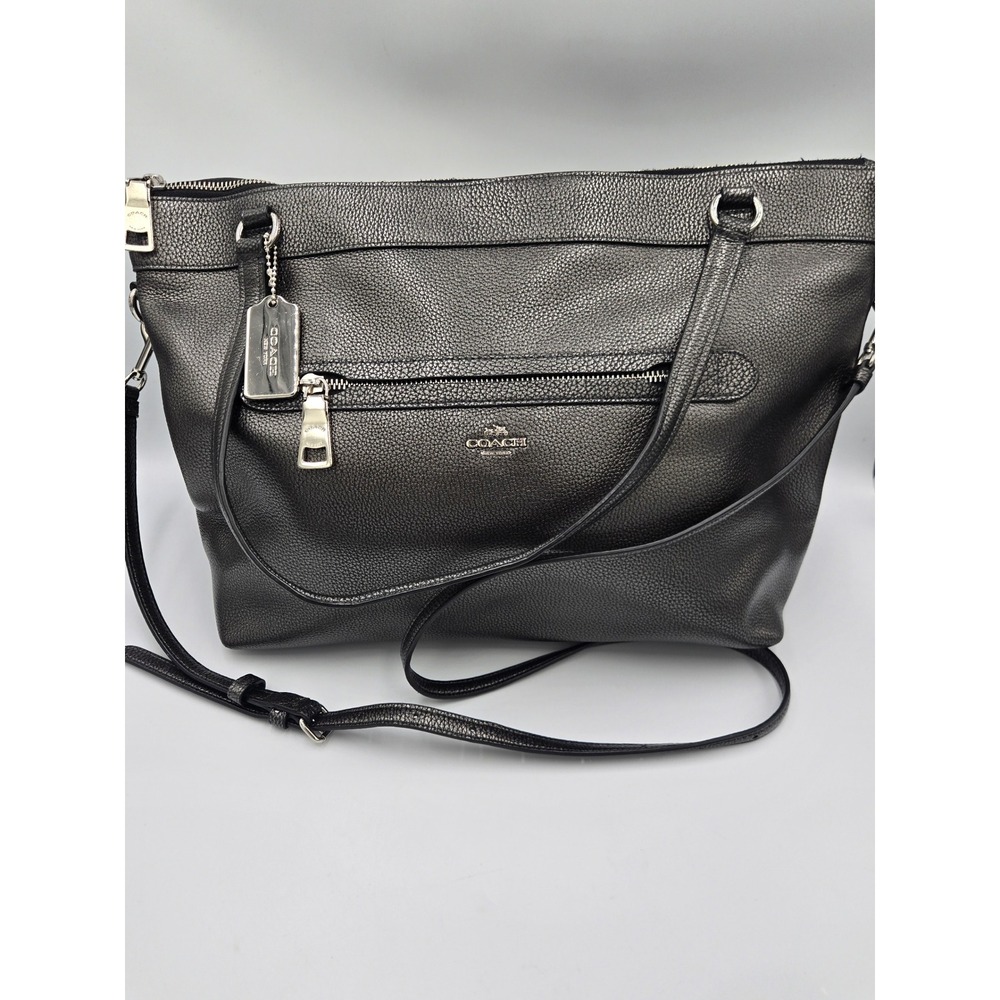 Coach Tyler Tote Black Pebbled Leather Shoulder Bag Crossbody 2-Way Handbag